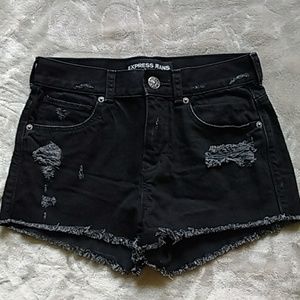 Distressed Black Jean Shorts